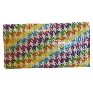 Duct Tape Wallet Clutch Rainbow Houndstooth Pattern 7.5" x 4" Pocketbook Pouch